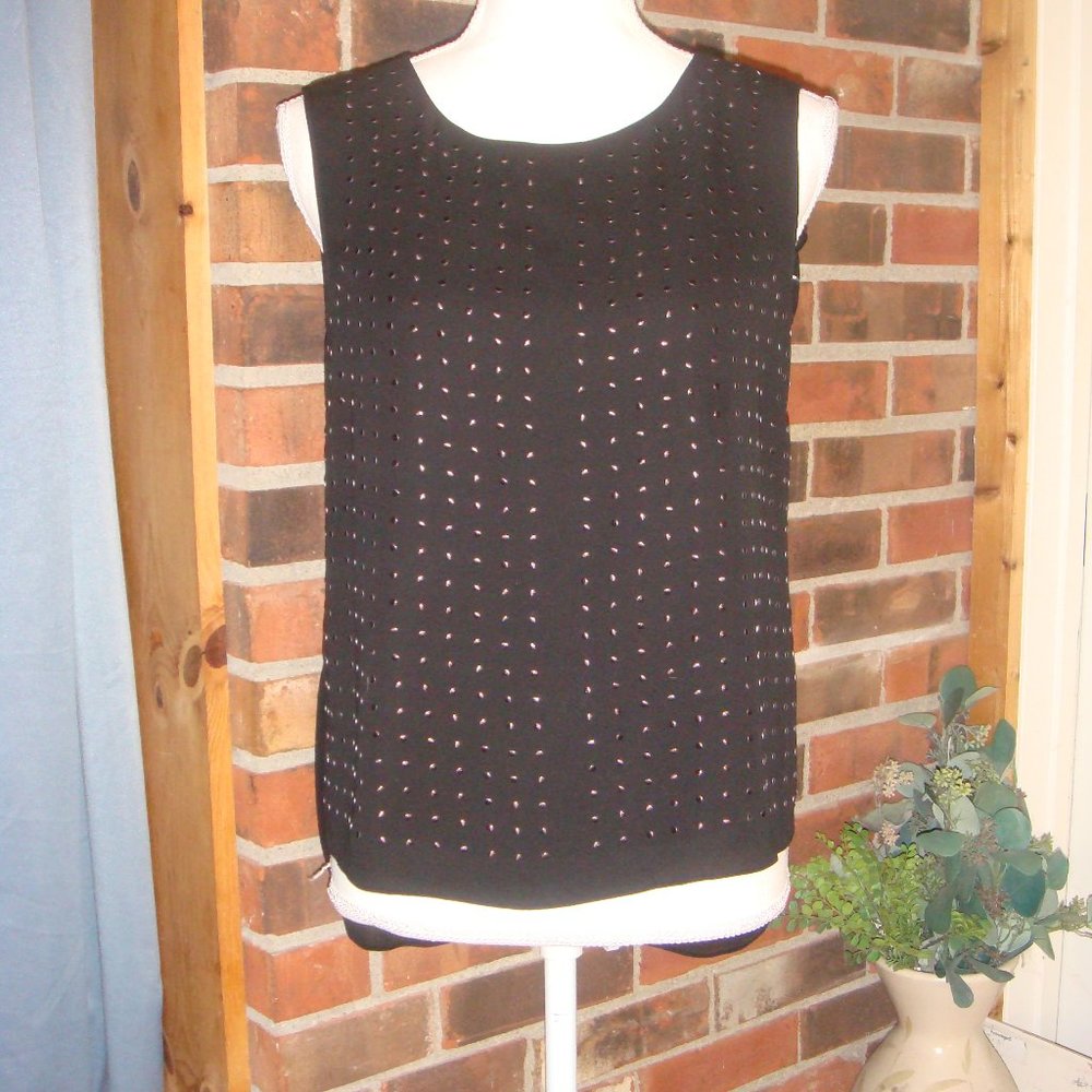 BCBGMaxAzria Jules Studded Open Sheer Back Sleeveless Top S